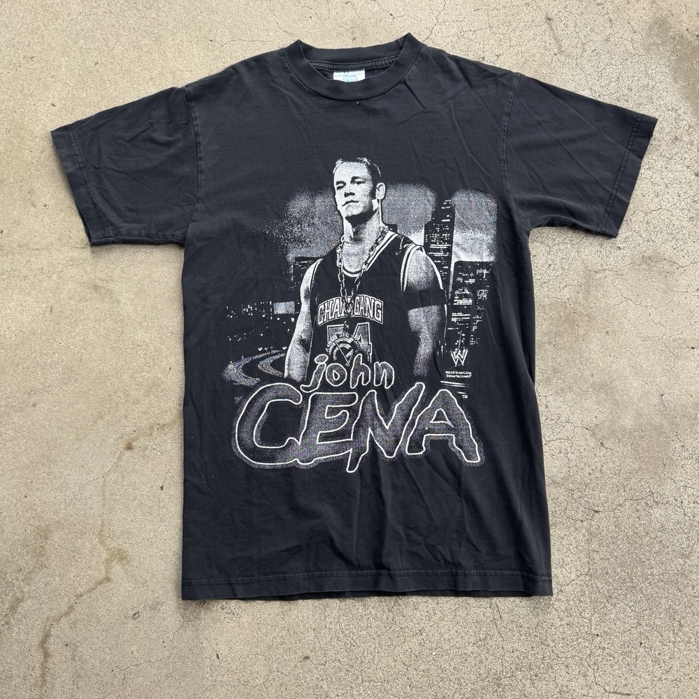 Vintage John Cena Tee Shirt y2k Black WWE Chain Gang Small